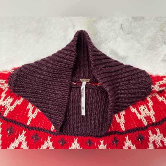 Free People Purple and Red Nordic Isle Knit Long Sleeve Sweater Mini Dre… - Picture 2 of 3